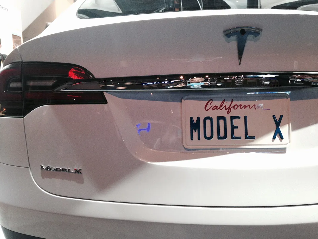 Tesla Model X rear view at CES 2015