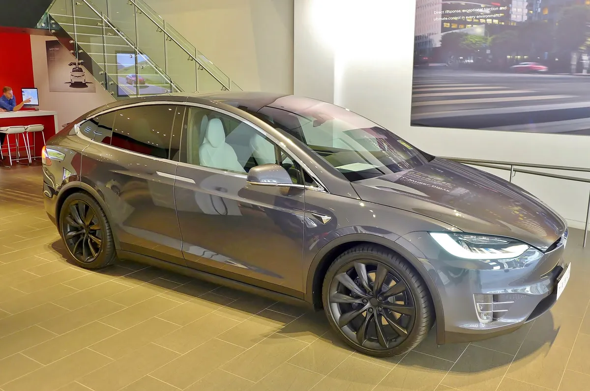 A Tesla Model X, on display at the Sydney-Martin Place Tesla dealership, Sydney, Australia